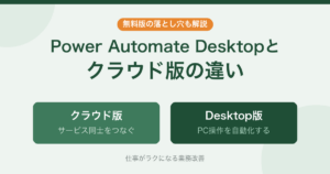 Power Automate Desktopとクラウド版の違いを初心者向けに解説する記事のアイキャッチ
